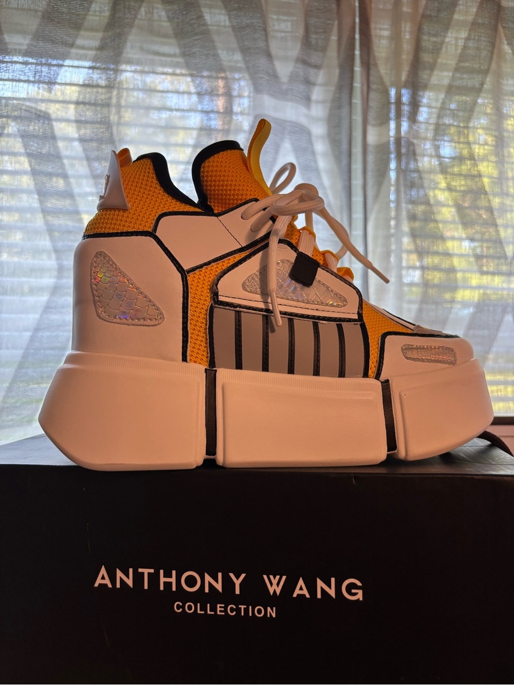 Anthony Wang Yellow & White Platform Sneakers